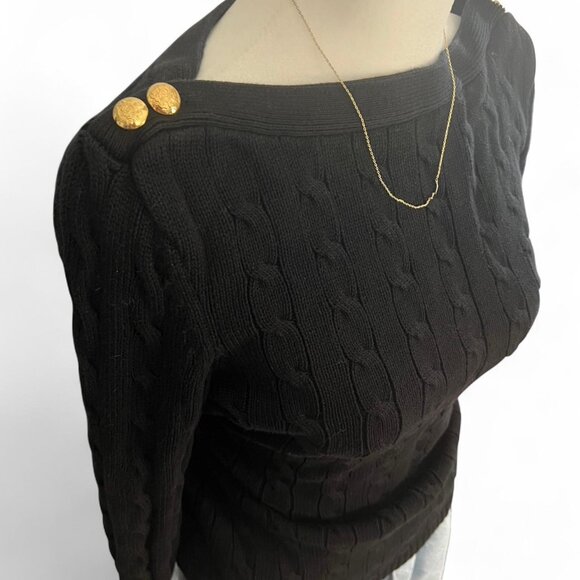 ralph lauren black cable knit sweater - Picture 2 of 5